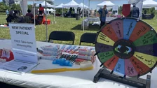 Oral health information and dental care supplies at the clinic’s ICNA Milton Fest booth
