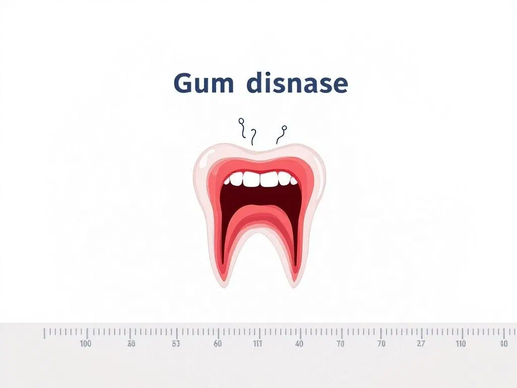Illustration of an open mouth accompanying information about gum disease