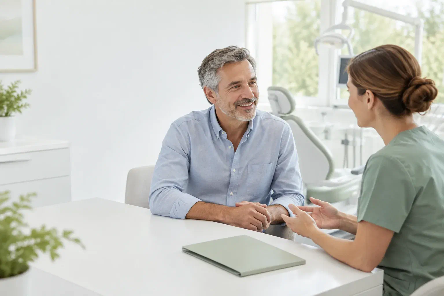 Illustrative conversation during a return dental checkup