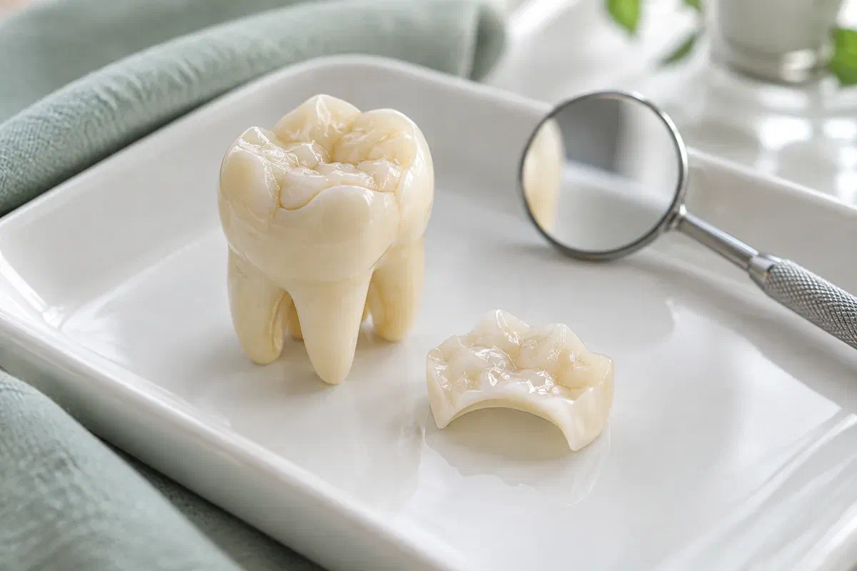 Illustrative molar teaching model and a separate partial-coverage restoration